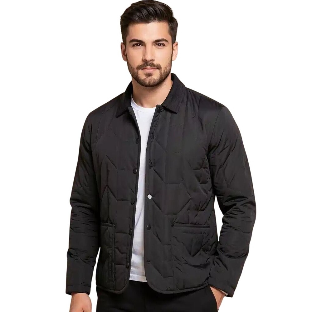 Robert Graham$275 Mens Quilted Jacket Black Corduroy Collar Paisley Lining L NWT